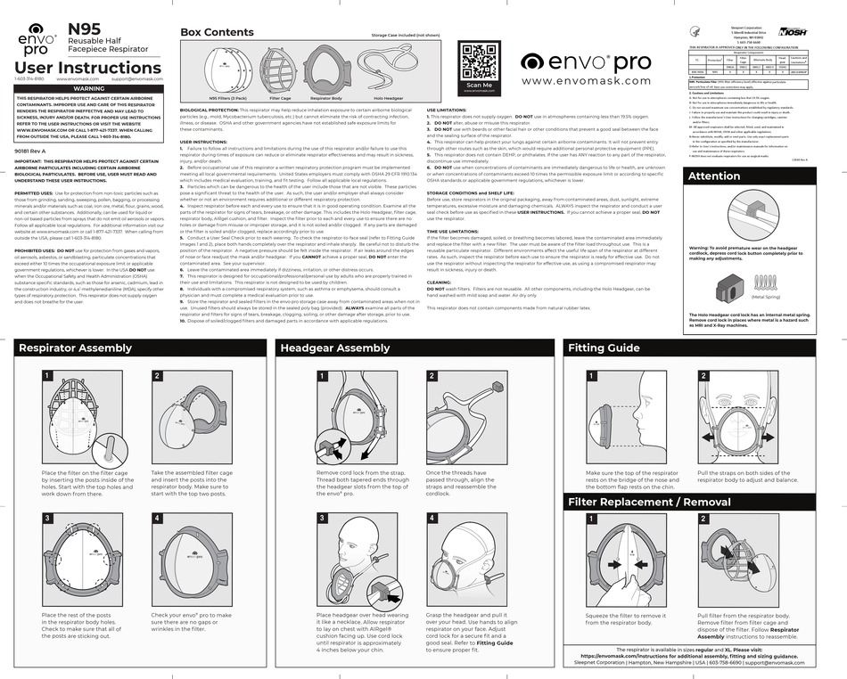 ENVO PRO N95 USER INSTRUCTIONS Pdf Download ManualsLib