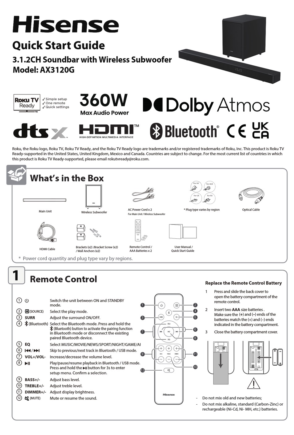 HISENSE AX3120G QUICK START MANUAL Pdf Download ManualsLib