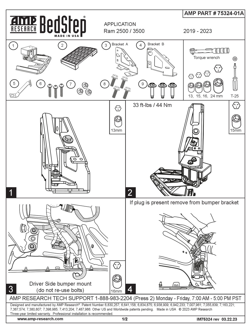 AMP RESEARCH BEDSTEP 75324-01A MANUAL Pdf Download | ManualsLib