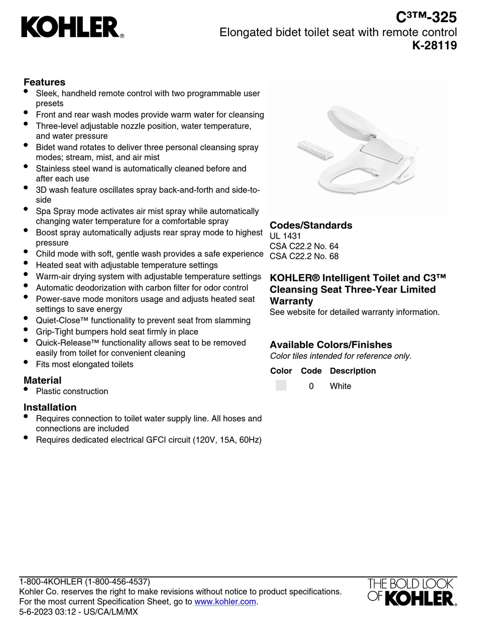 KOHLER C3325 MANUAL Pdf Download ManualsLib