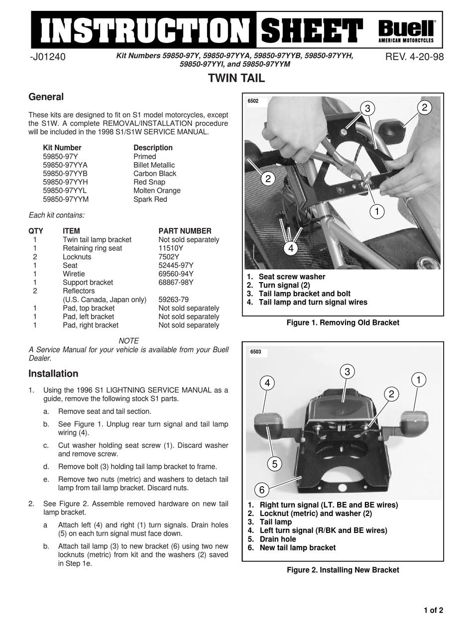 BUELL 5985097Y INSTRUCTION SHEET Pdf Download ManualsLib