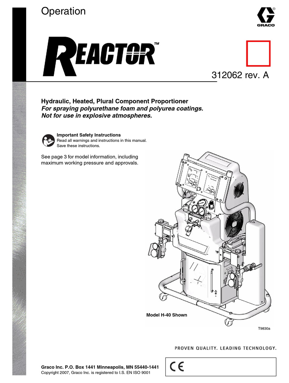 GRACO REACTOR H-25 SERIES OPERATION Pdf Download | ManualsLib