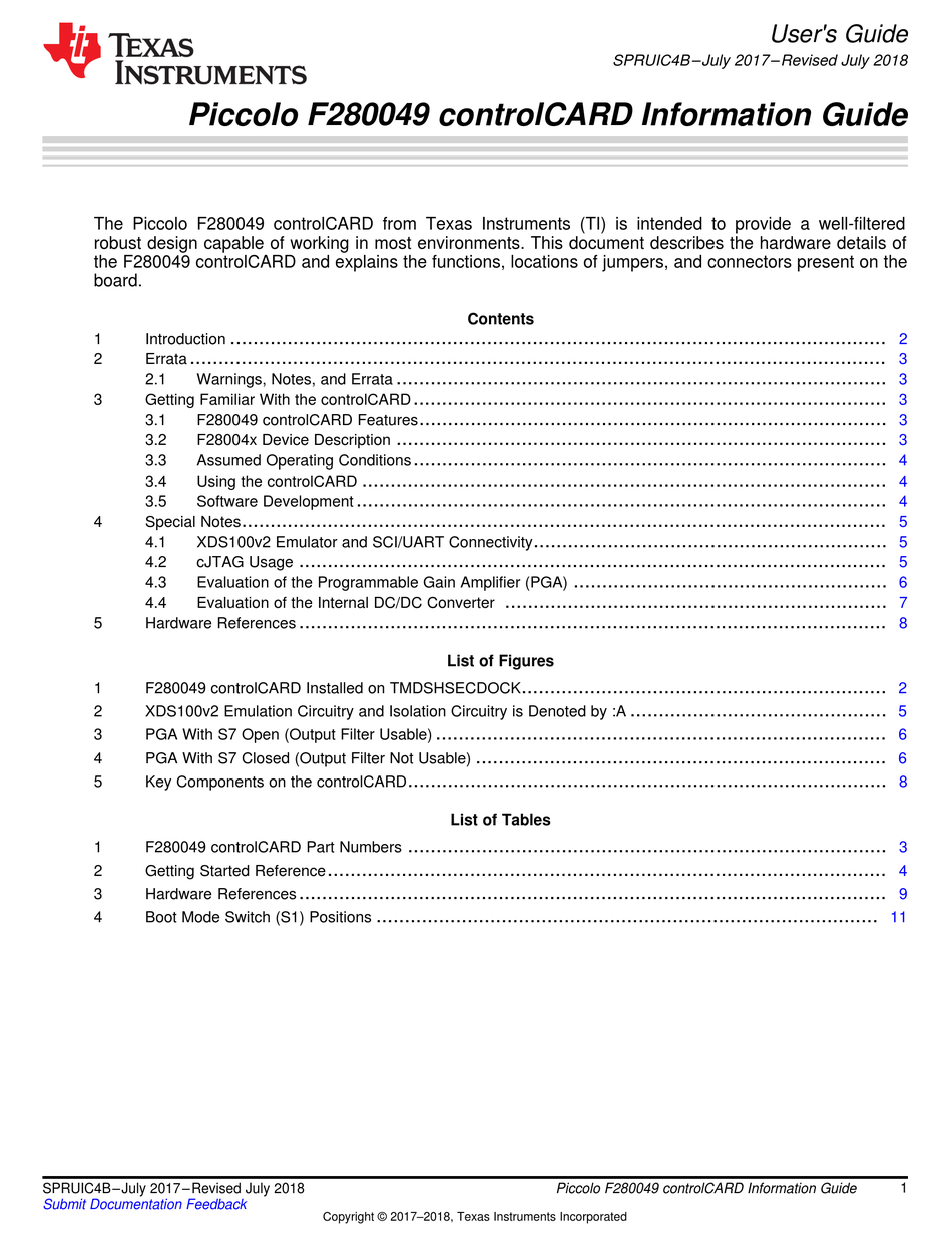 TEXAS INSTRUMENTS PICCOLO F280049 USER MANUAL Pdf Download ManualsLib