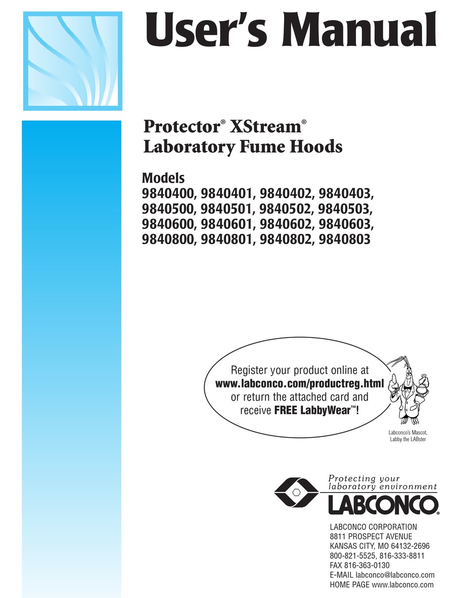 LABCONCO PROTECTOR XSTREAM 9840400 USER MANUAL Pdf Download ManualsLib