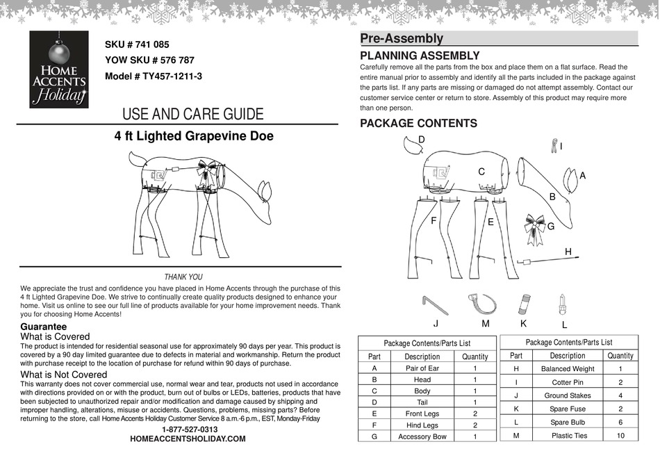 HOME ACCENTS HOLIDAY TY45712113 USE AND CARE MANUAL Pdf Download