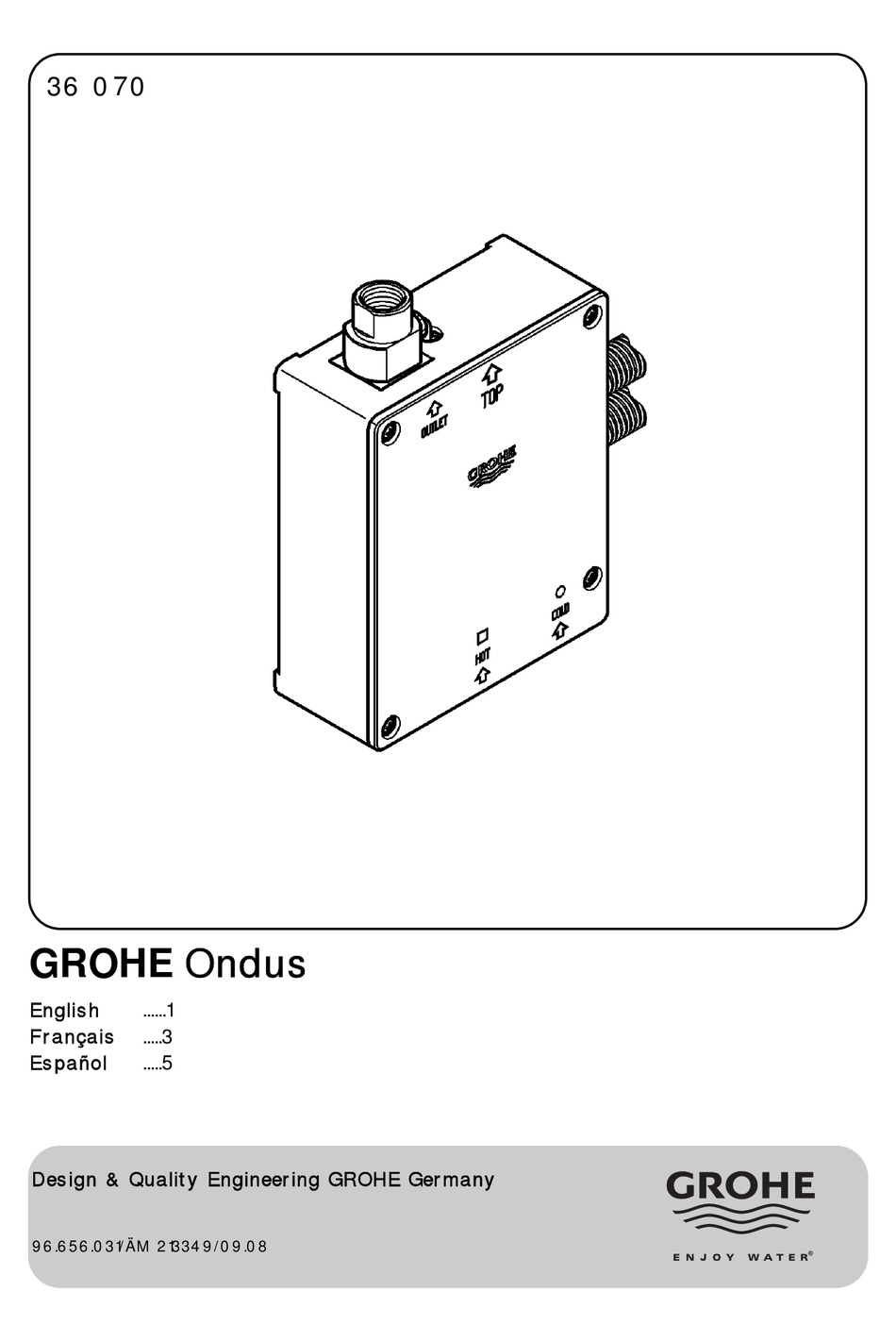 GROHE ONDUS 36 070 INSTALLATION INSTRUCTIONS MANUAL Pdf Download