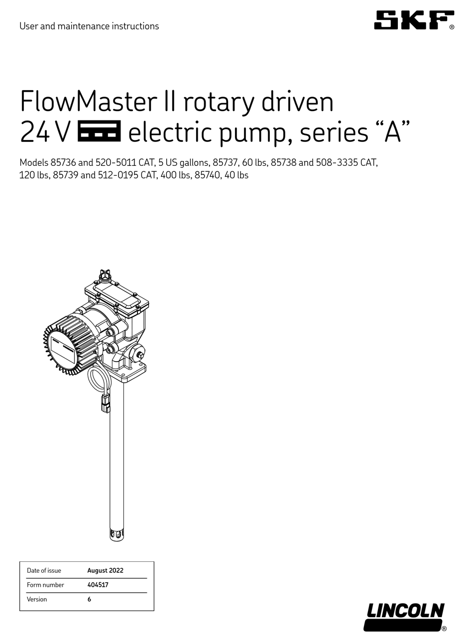 LINCOLN SKF FLOWMASTER II A SERIES USER AND MAINTENANCE INSTRUCTIONS