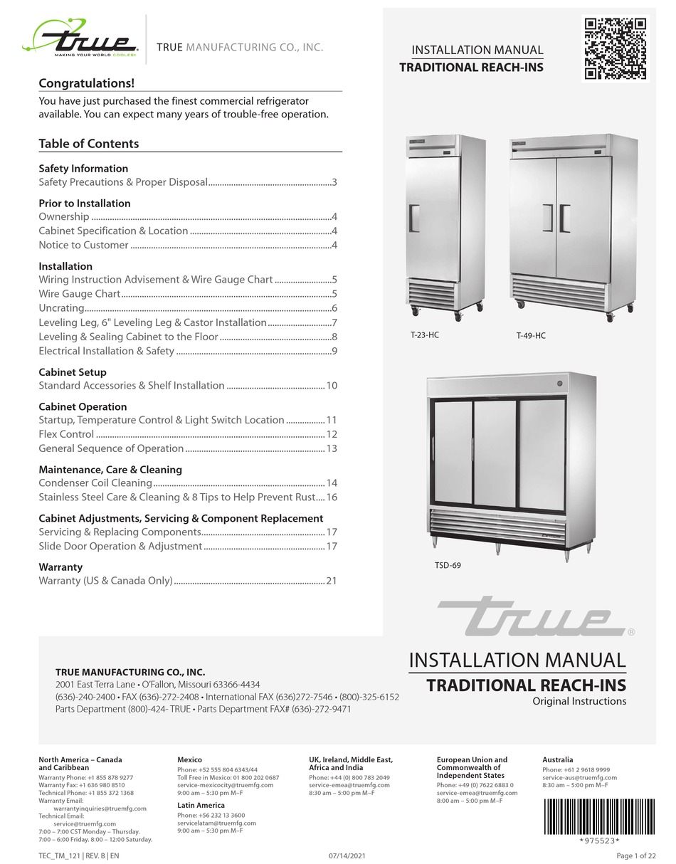 TRUE T49HC INSTALLATION MANUAL Pdf Download ManualsLib