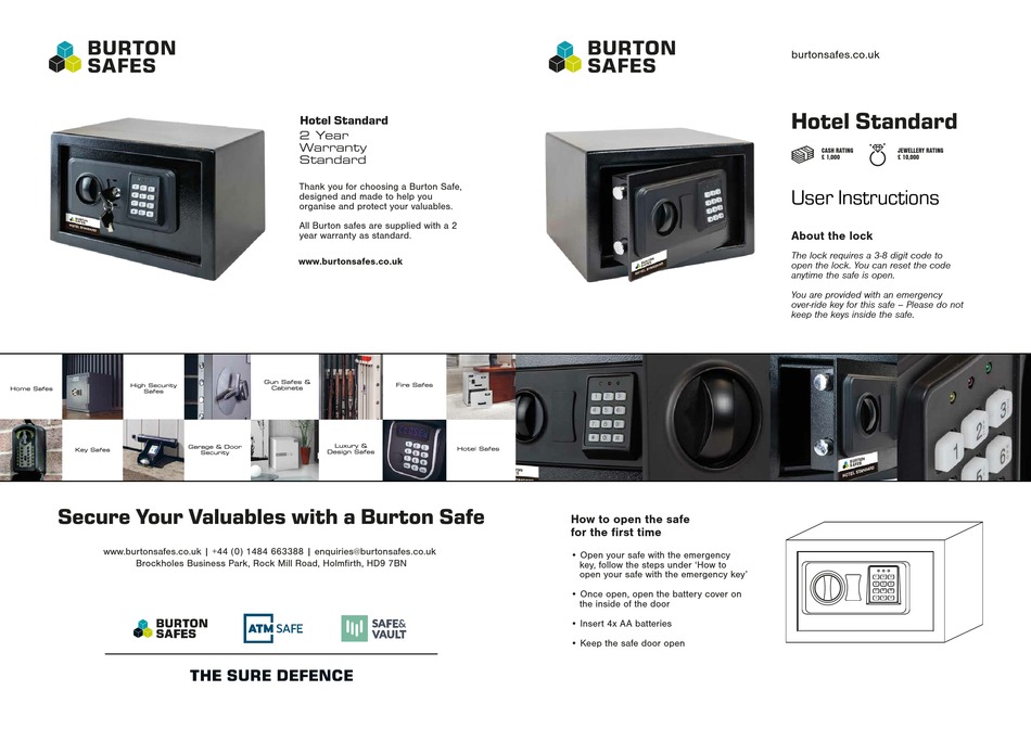 BURTON SAFES HOTEL STANDARD USER INSTRUCTIONS Pdf Download ManualsLib