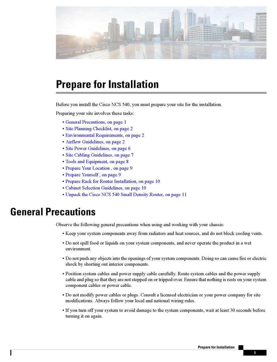 CISCO NCS 540 PREPARE FOR INSTALLATION Pdf Download ManualsLib