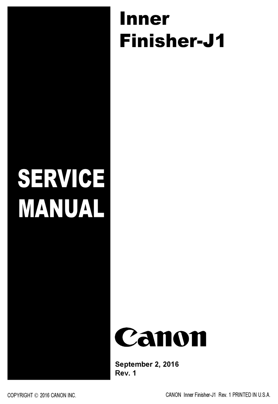 CANON INNER FINISHERJ1 SERVICE MANUAL Pdf Download ManualsLib
