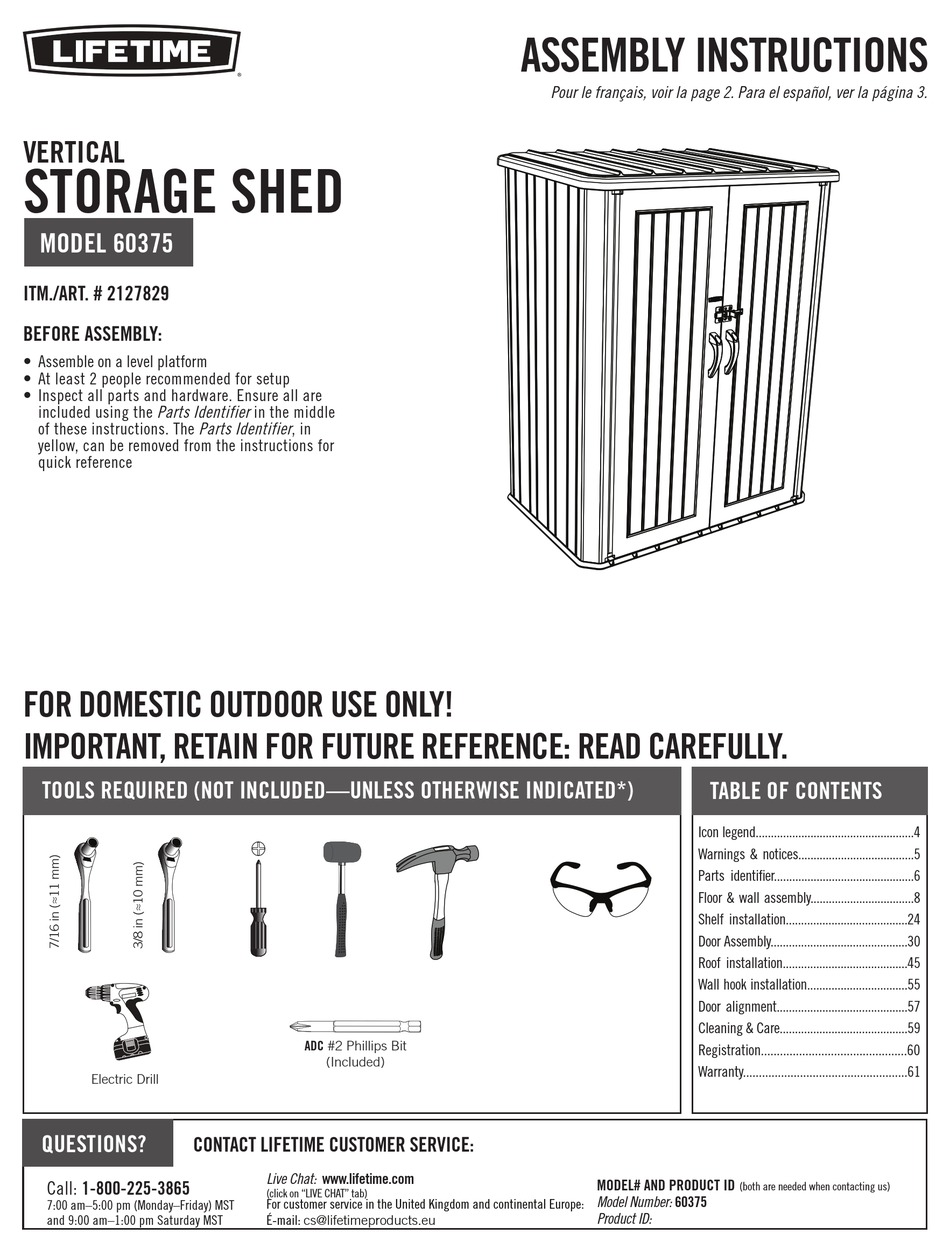 LIFETIME 60375 ASSEMBLY INSTRUCTIONS MANUAL Pdf Download ManualsLib
