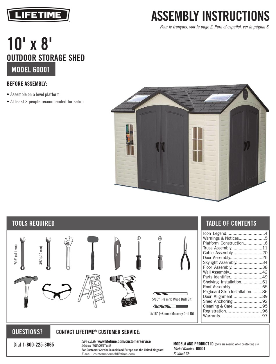 LIFETIME 60001 ASSEMBLY INSTRUCTIONS MANUAL Pdf Download ManualsLib