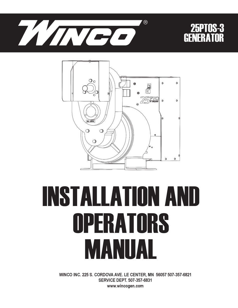 WINCO 25PTOS3 INSTALLATION AND OPERATOR'S MANUAL Pdf Download ManualsLib