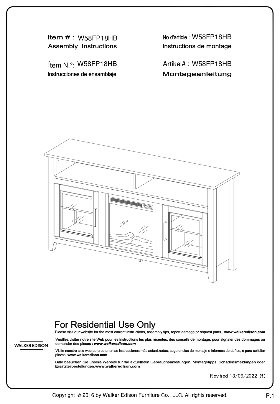 WALKER EDISON W58FP18HB ASSEMBLY INSTRUCTIONS MANUAL Pdf Download