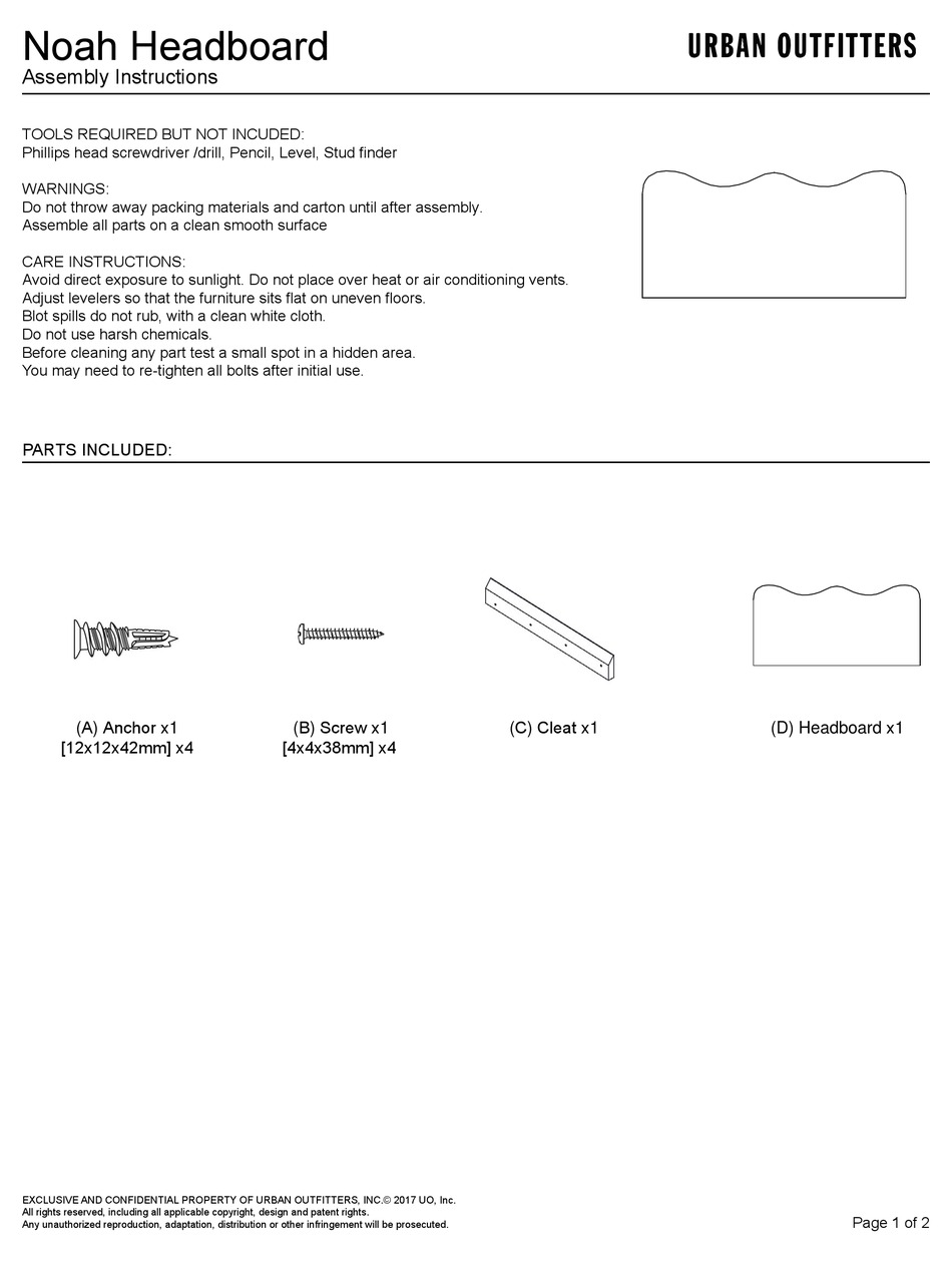 URBAN OUTFITTERS NOAH HEADBOARD ASSEMBLY INSTRUCTIONS Pdf Download