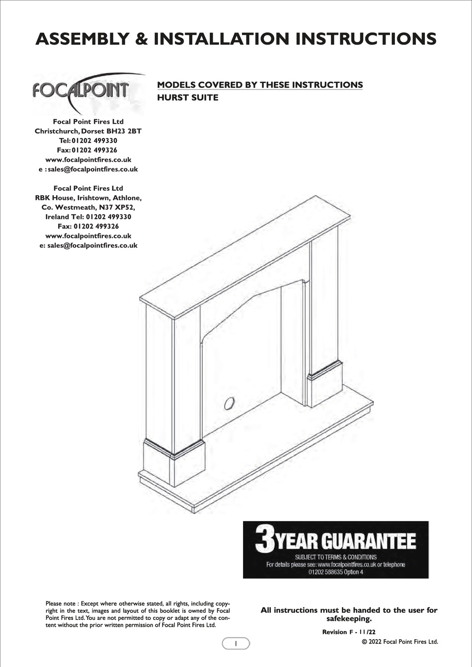 FOCALPOINT HURST SUITE ASSEMBLY/INSTALLATION INSTRUCTIONS Pdf Download