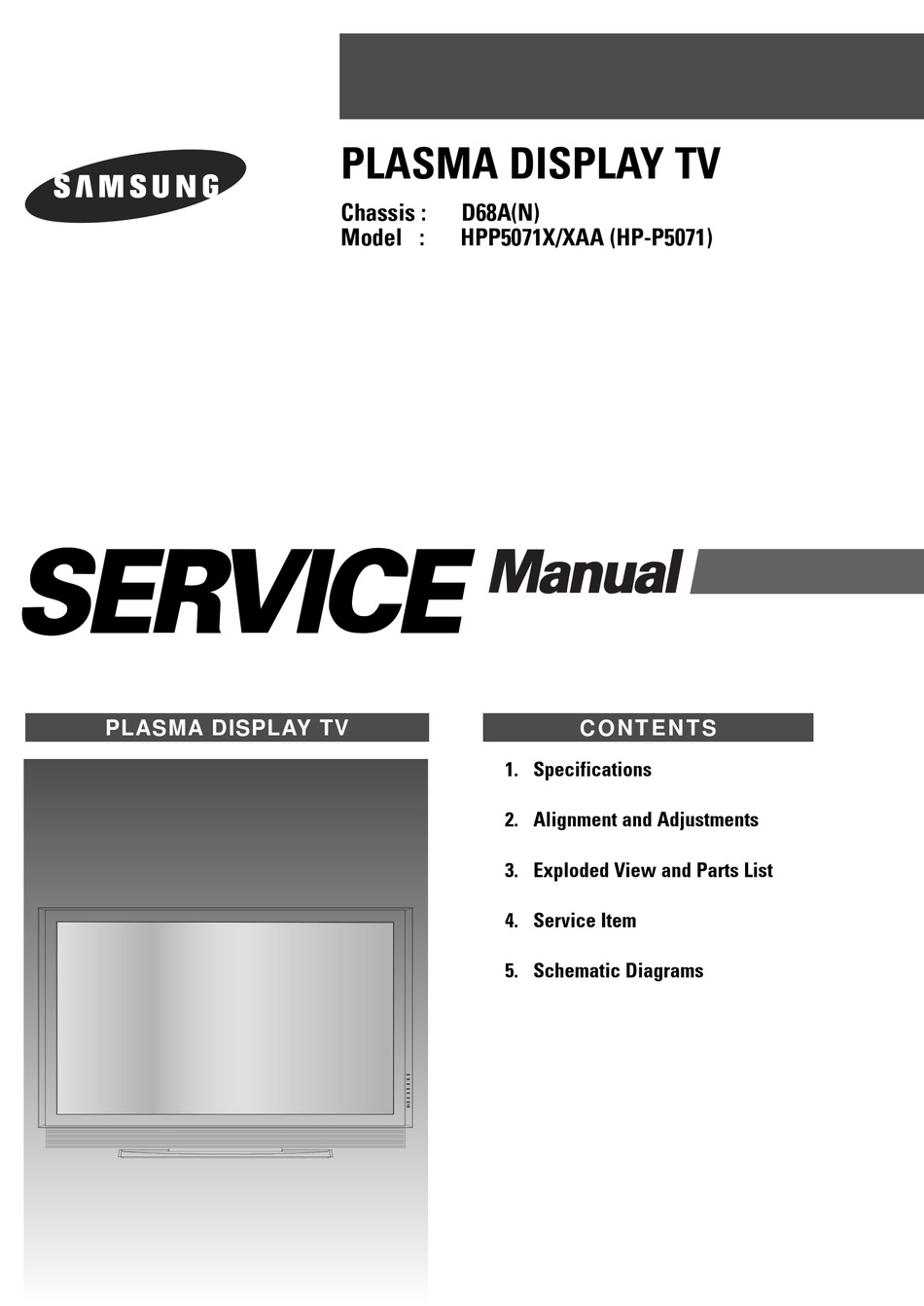 SAMSUNG HPP5071X/XAA SERVICE MANUAL Pdf Download ManualsLib