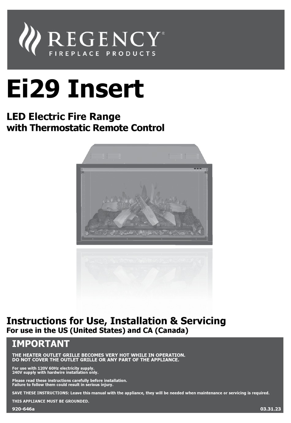 REGENCY EI29 INSTRUCTIONS FOR USE MANUAL Pdf Download ManualsLib