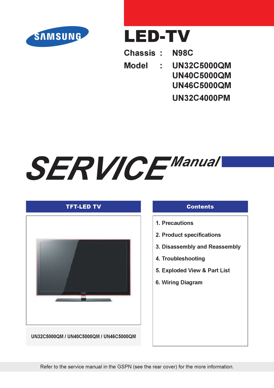 SAMSUNG UN32C5000QM SERVICE MANUAL Pdf Download ManualsLib