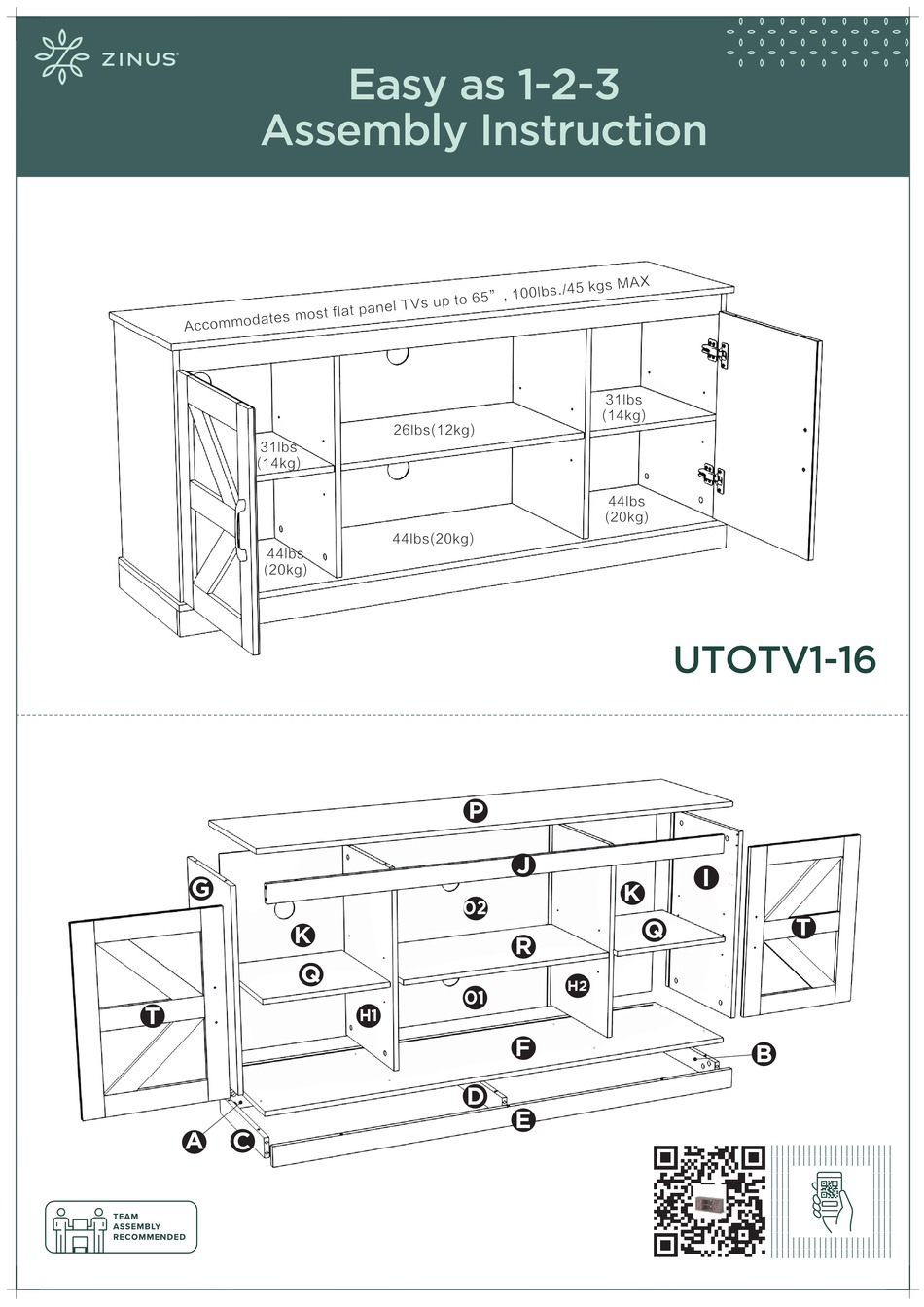 ZINUS UTOTV116 ASSEMBLY INSTRUCTION MANUAL Pdf Download ManualsLib