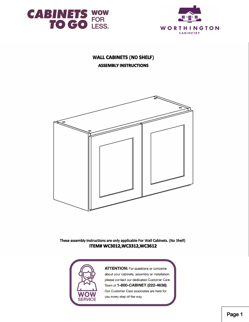TO GO WORTHINGTON WC3012 ASSEMBLY INSTRUCTIONS Pdf Download