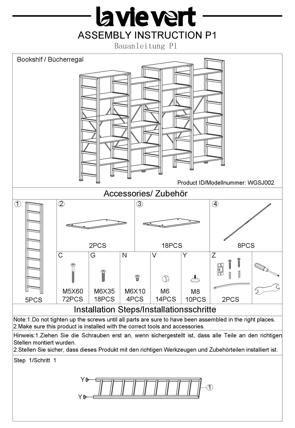 LA VIE VERT P1 ASSEMBLY INSTRUCTION Pdf Download ManualsLib