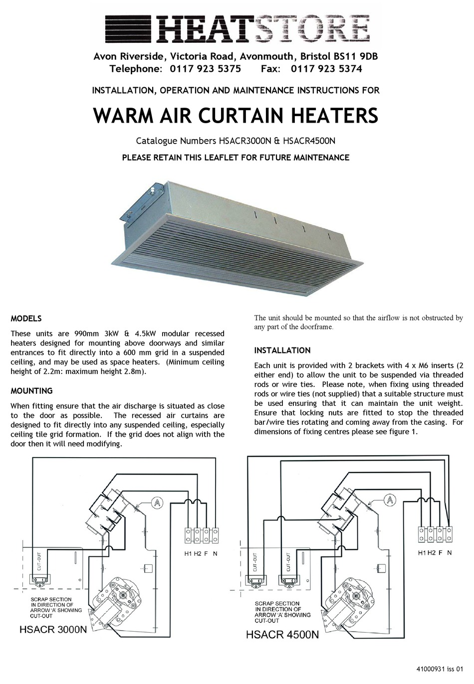 HEATSTORE HSACR3000N INSTALLATION, OPERATION AND MAINTENANCE