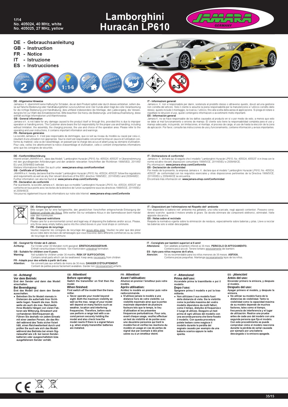 JAMARA HURACAN LP610 INSTRUCTIONS Pdf Download ManualsLib
