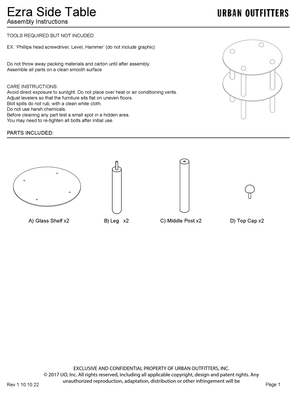 URBAN OUTFITTERS EZRA SIDE TABLE ASSEMBLY INSTRUCTIONS Pdf Download