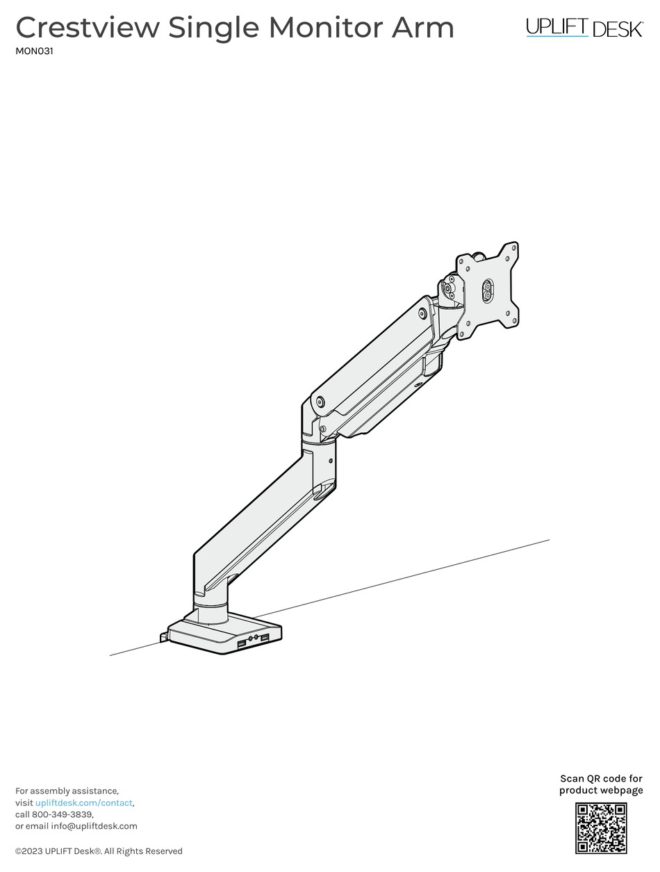 UPLIFT DESK CRESTVIEW MON031 MANUAL Pdf Download ManualsLib