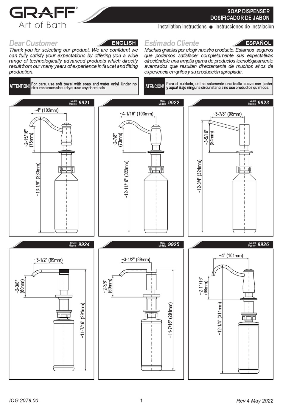 GRAFF 9929 INSTALLATION INSTRUCTIONS Pdf Download ManualsLib