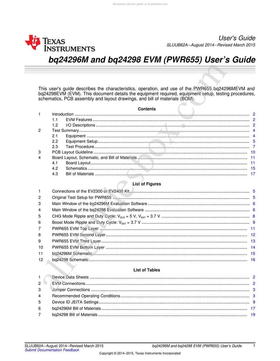 TEXAS INSTRUMENTS BQ242968 USER MANUAL Pdf Download ManualsLib