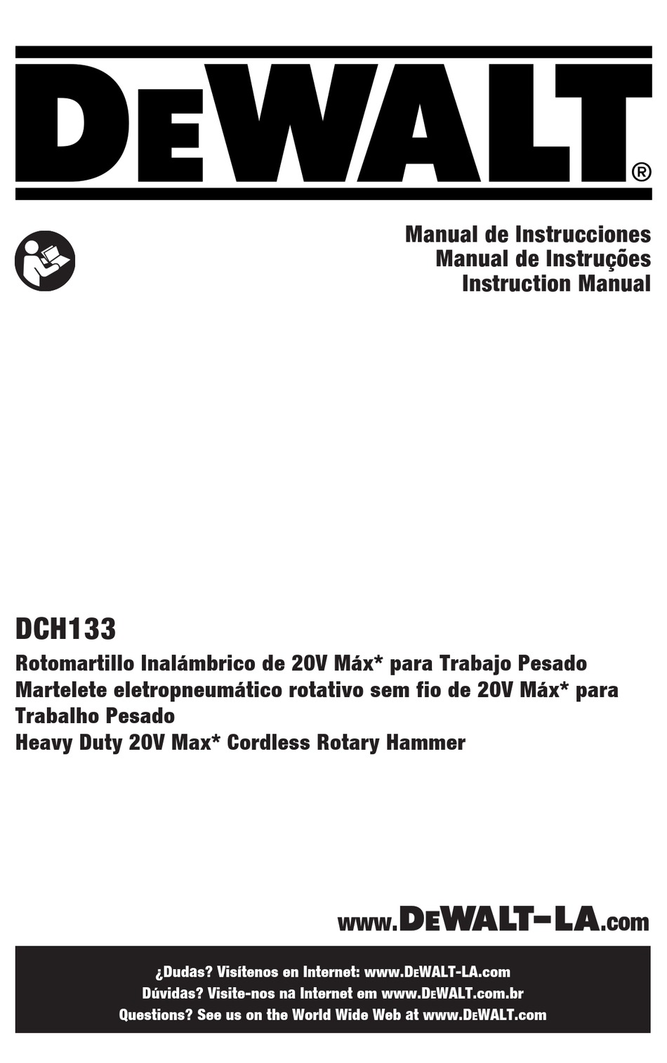 Dewalt Dch H Ar Instruction Manual Pdf Download Manualslib