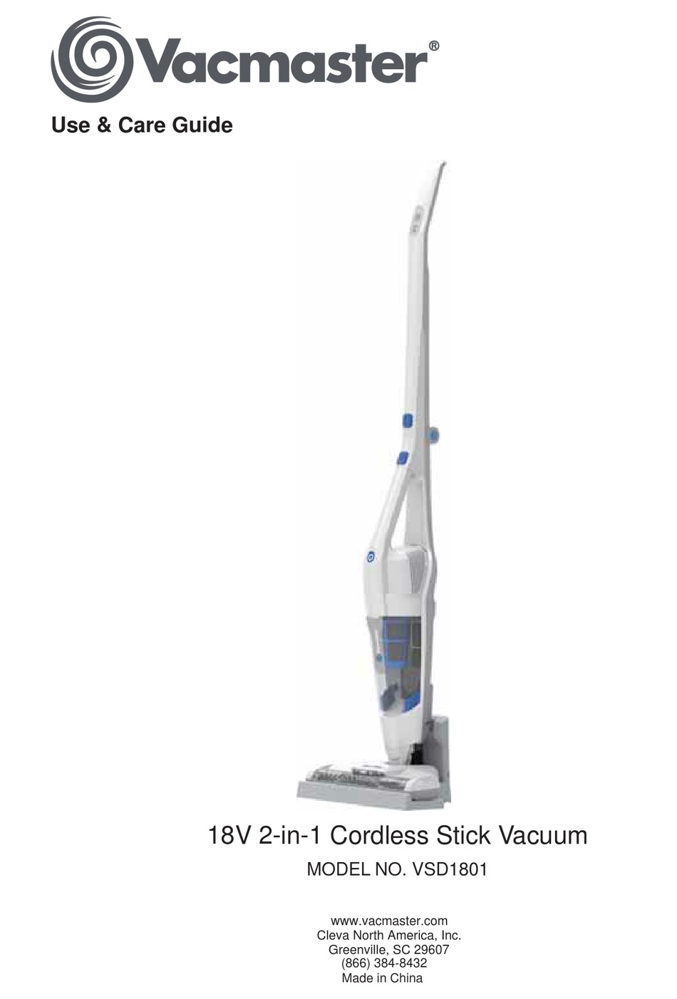 VACMASTER VSD1801 USE & CARE MANUAL Pdf Download ManualsLib