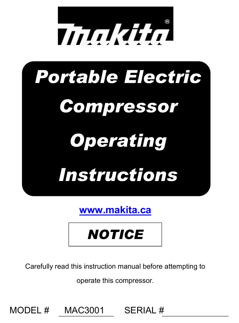 MAKITA MAC3001 OPERATING INSTRUCTIONS MANUAL Pdf Download ManualsLib