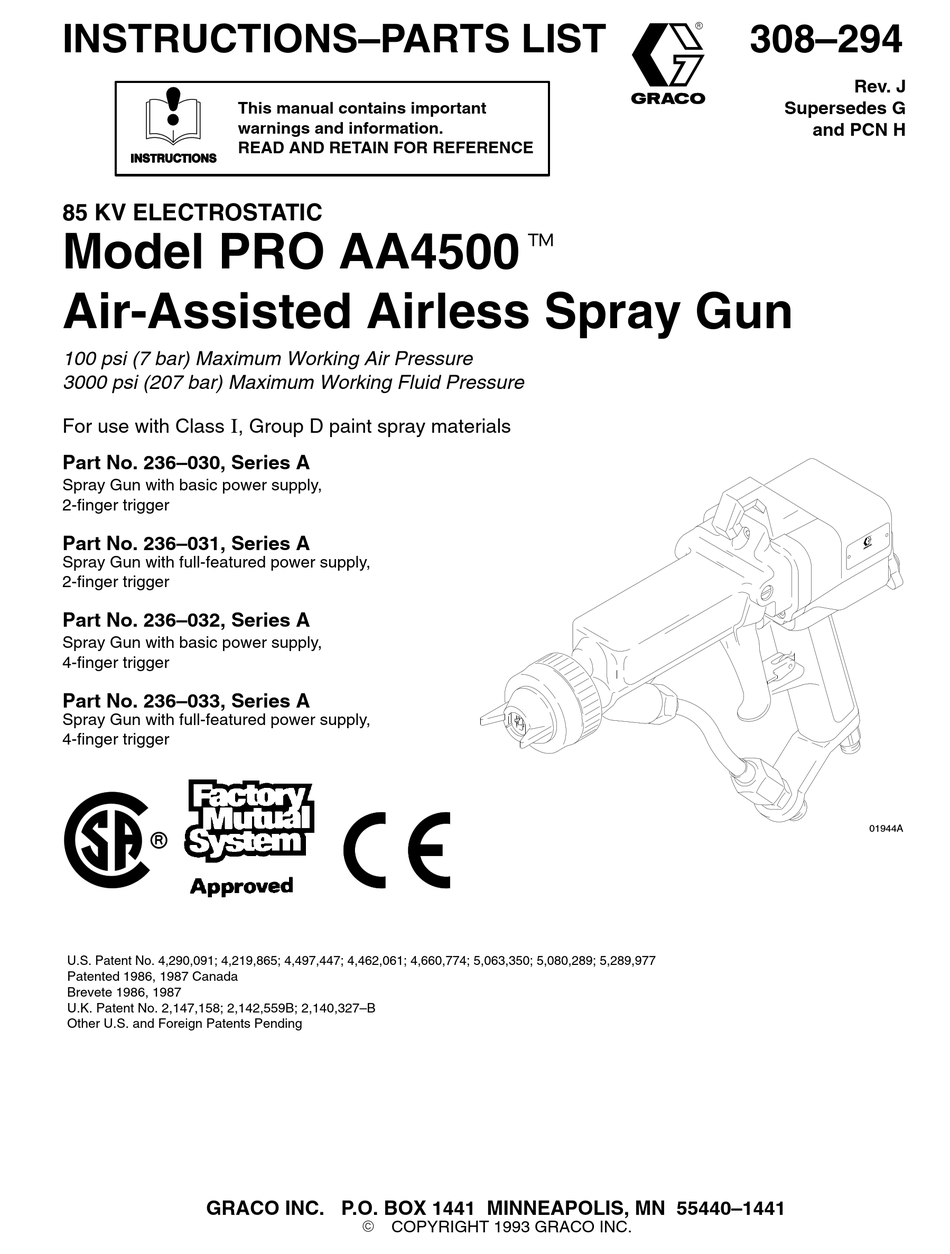 GRACO PRO AA4500 INSTRUCTIONS MANUAL Pdf Download ManualsLib