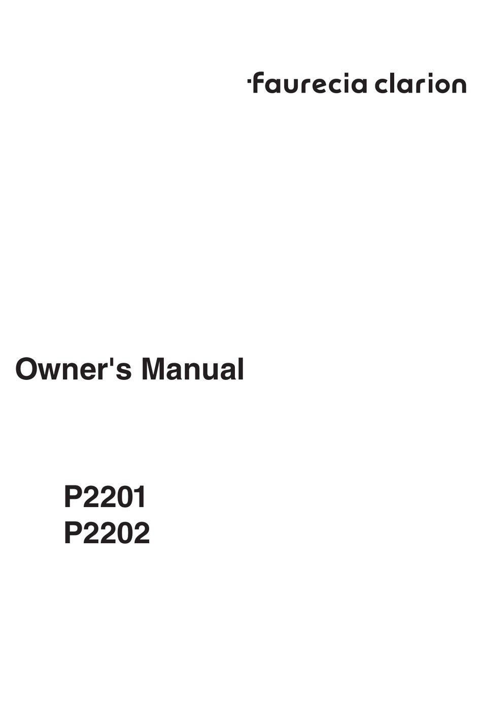FAURECIA CLARION ELECTRONICS P2201 OWNER'S MANUAL Pdf Download ManualsLib