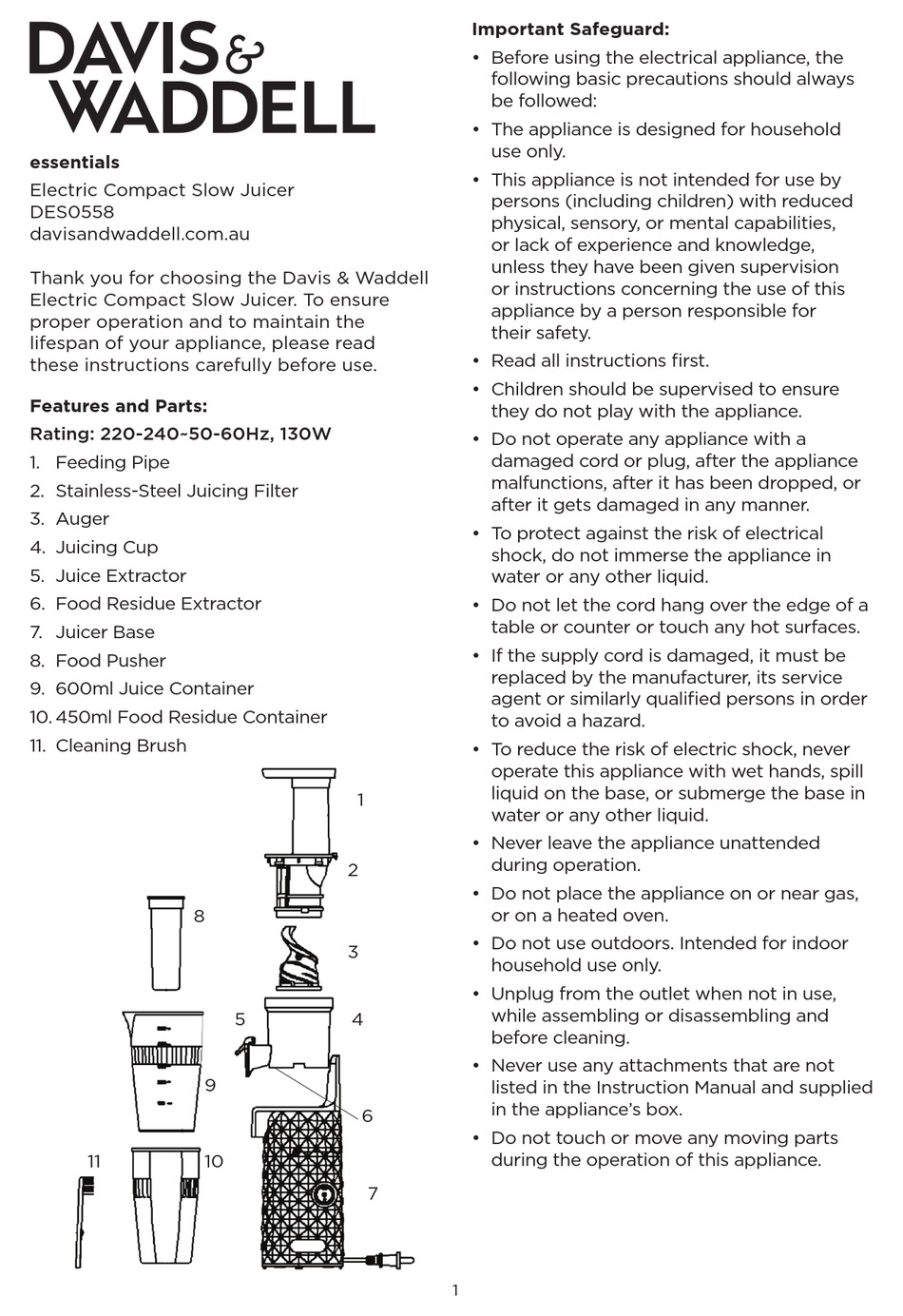 DAVIS & WADDELL DES0558 MANUAL Pdf Download ManualsLib