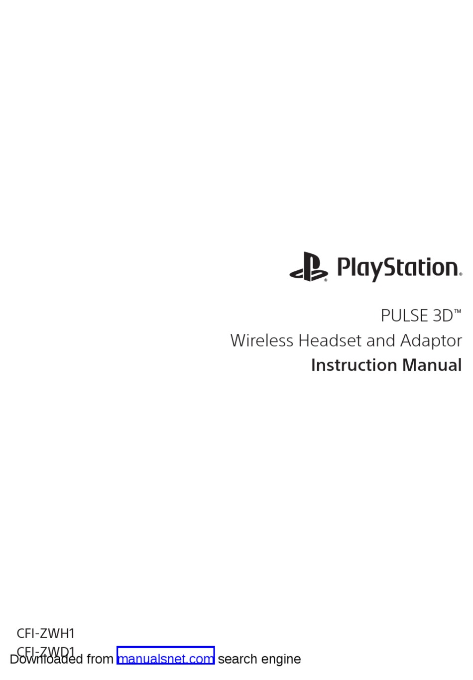 PLAYSTATION PULSE 3D CFIZWH1 INSTRUCTION MANUAL Pdf Download ManualsLib