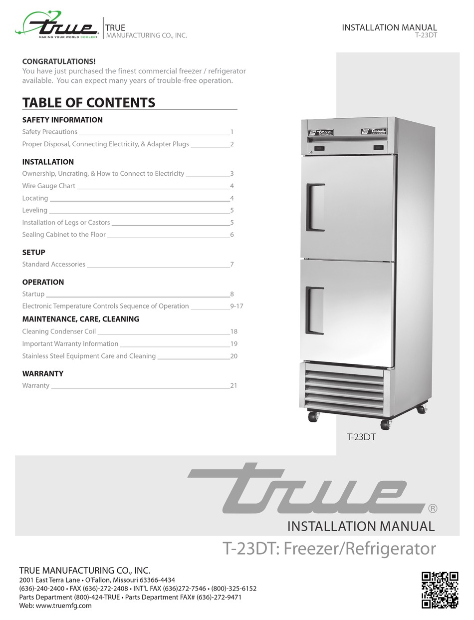 TRUE T23DTHC INSTALLATION MANUAL Pdf Download ManualsLib