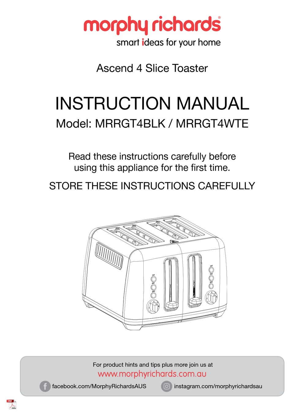 MORPHY RICHARDS MRRGT4BLK INSTRUCTION MANUAL Pdf Download ManualsLib