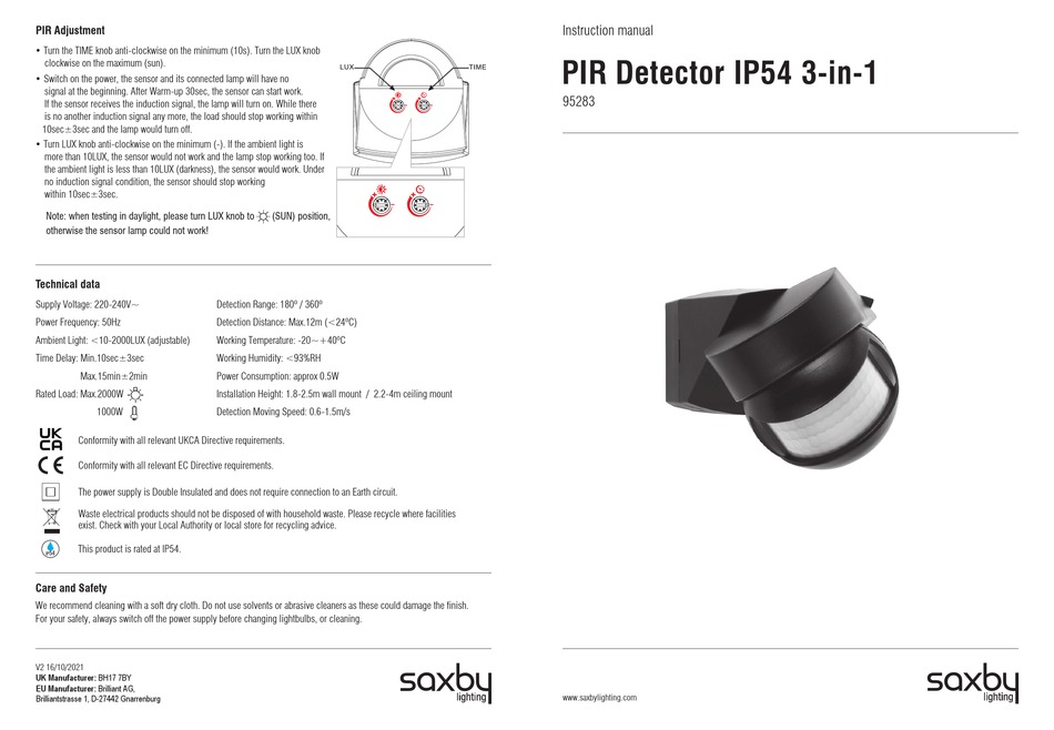 SAXBY LIGHTING 95283 INSTRUCTION MANUAL Pdf Download | ManualsLib