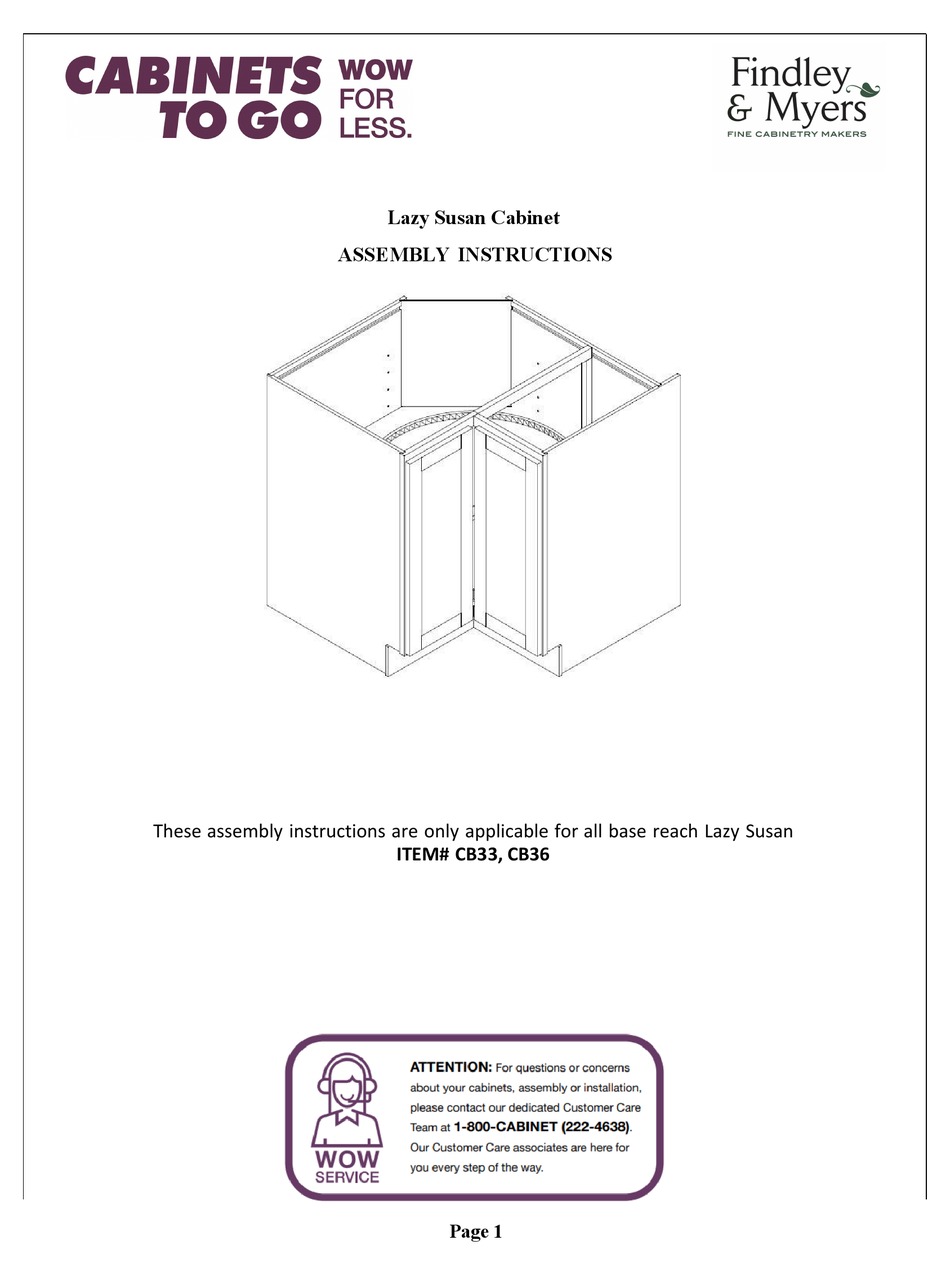 TO GO FINDLEY & MYERS CB33 ASSEMBLY INSTRUCTIONS Pdf Download