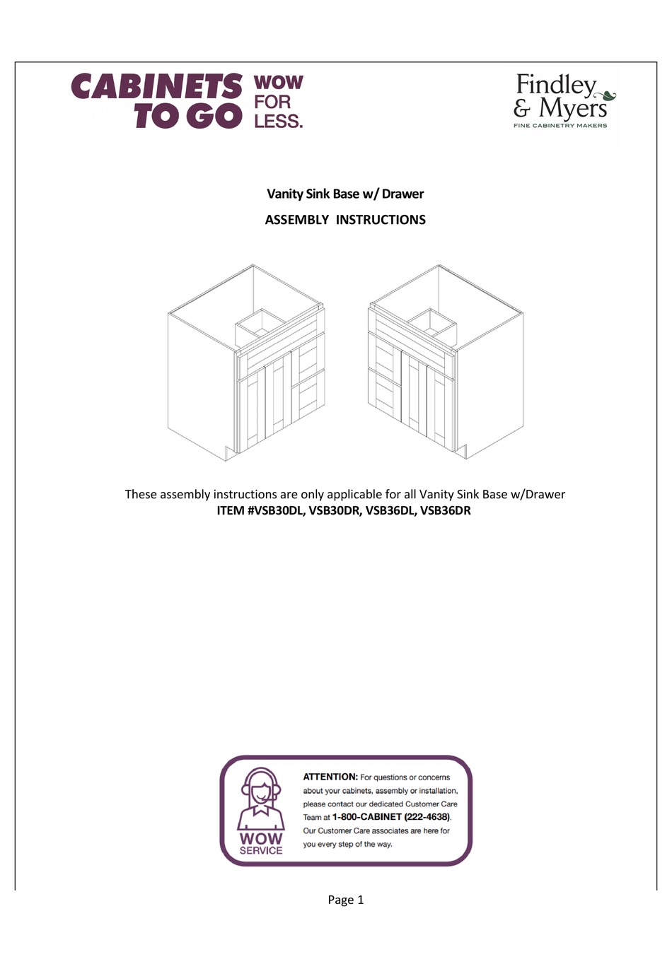 TO GO FINDLEY & MYERS VSB30DL ASSEMBLY INSTRUCTIONS Pdf Download ManualsLib