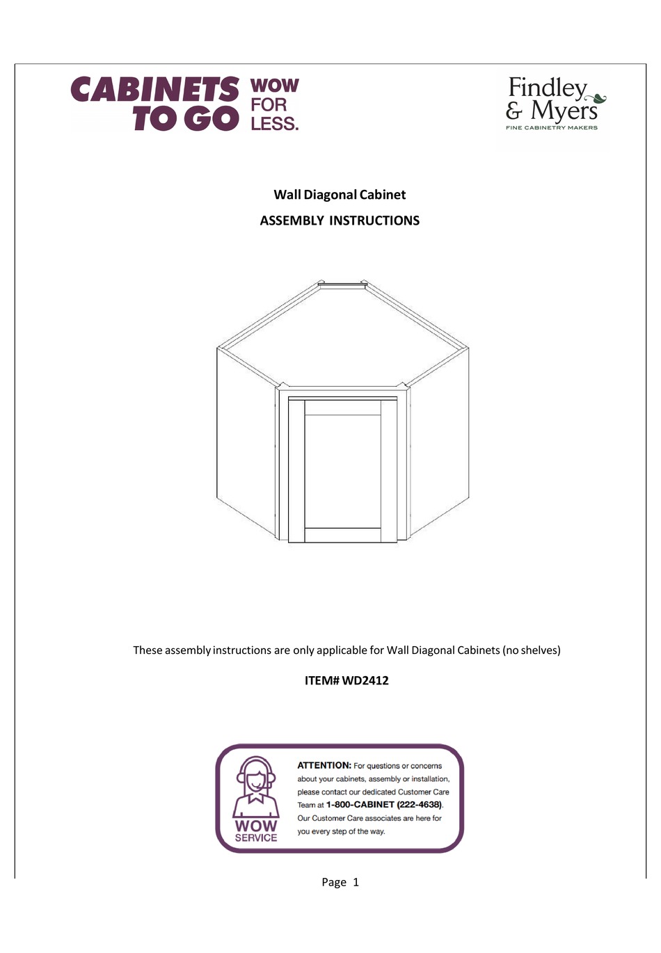 TO GO FINDLEY & MYERS WD2412 ASSEMBLY INSTRUCTIONS Pdf Download ManualsLib