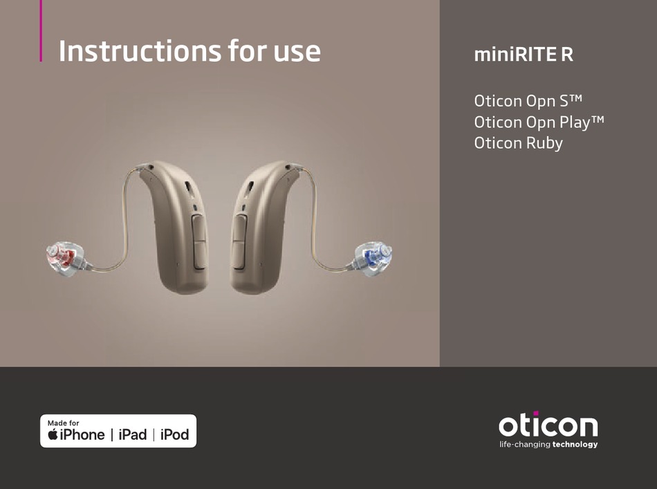 OTICON OPN S MINIRITE R INSTRUCTIONS FOR USE MANUAL Pdf Download