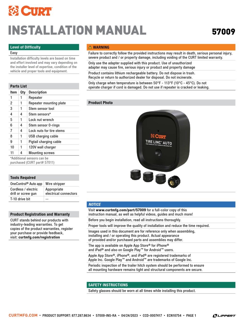 CURT 57009 INSTALLATION MANUAL Pdf Download ManualsLib