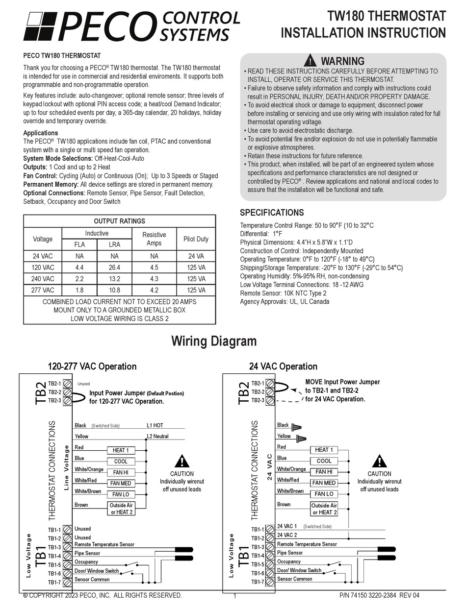 PECO TW180 INSTALLATION INSTRUCTIONS MANUAL Pdf Download | ManualsLib