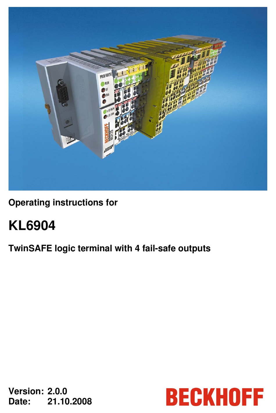 BECKHOFF KL6904 OPERATING INSTRUCTIONS MANUAL Pdf Download | ManualsLib